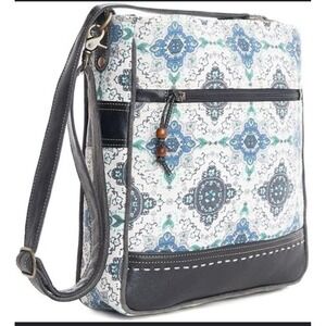 Myra Bag Starcite Ranch Crossbody Shoulder Bag Upcycled Canvas Leather‎ Trim NWT